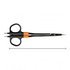 BiZZER, bipolar scissors, 180 mm, curved, needle tip